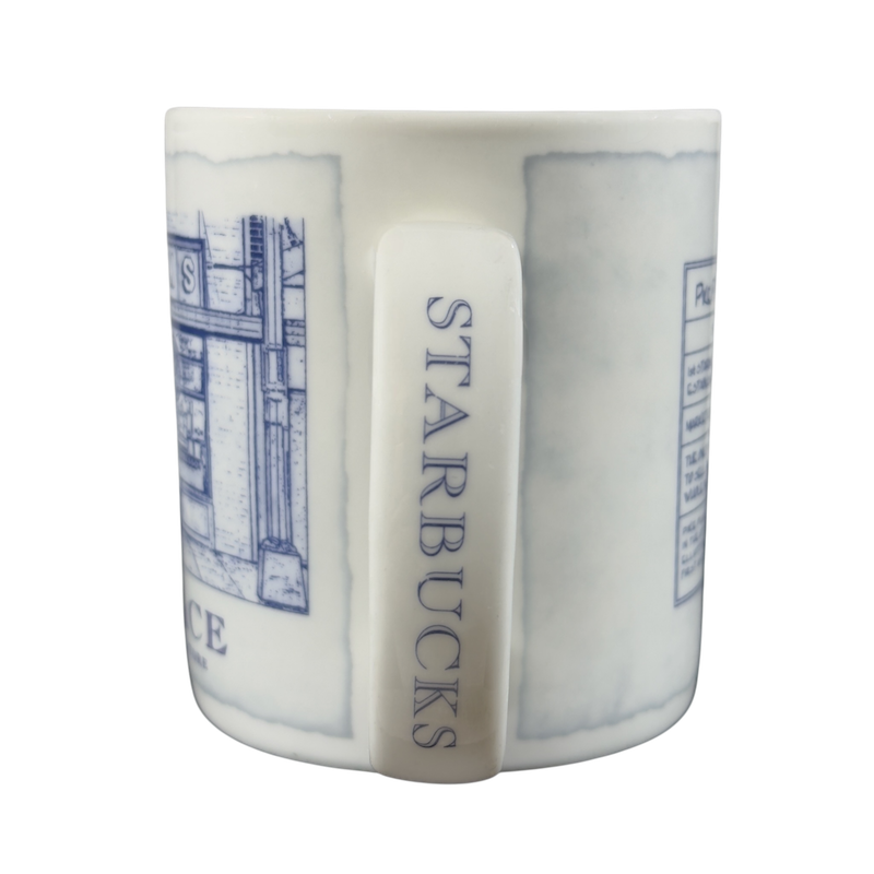 Vintage Pike Place Starbucks mug featuring iconic illustrations and a classic design