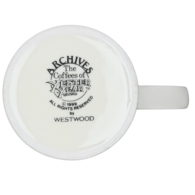 Bottom view of a Westwood vintage Radio Brand coffee mug with logo from The Archives of Yesteryear