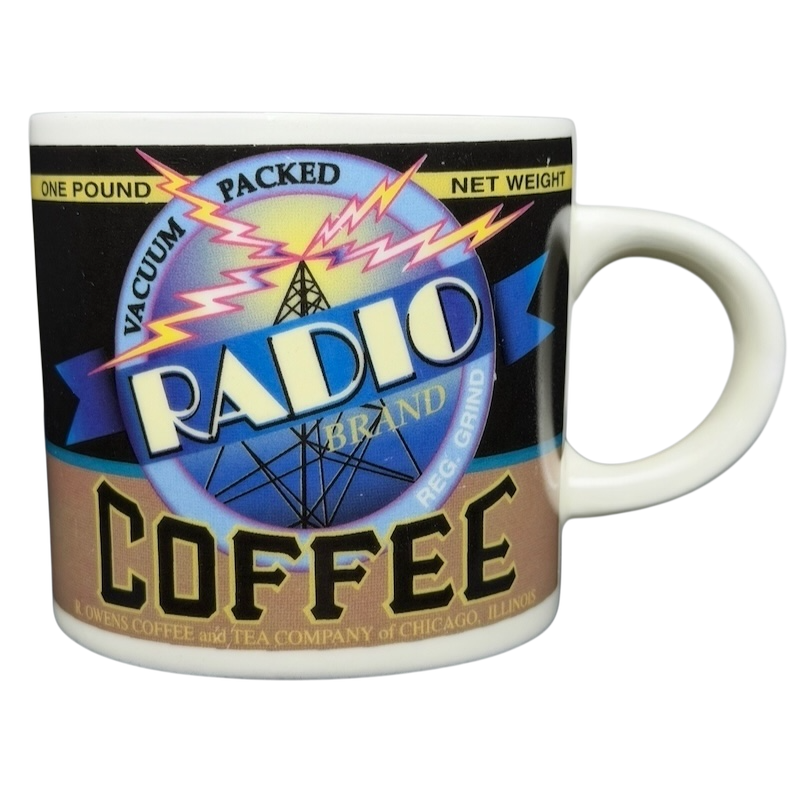 Westwood vintage Radio Brand coffee mug featuring retro radio design and vibrant colors