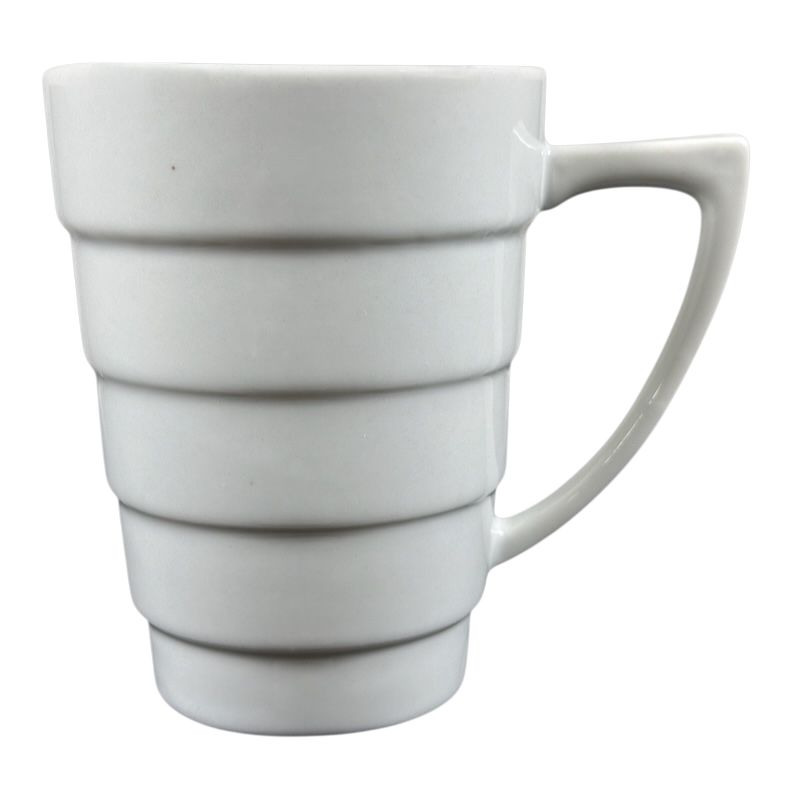 Frank Lloyd Wright vintage Guggenheim mug white ceramic stepped ribbed design with angular handle by Krups