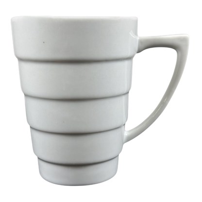 Frank Lloyd Wright vintage Guggenheim mug white ceramic stepped ribbed design with angular handle by Krups