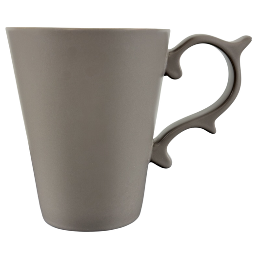 Vintage Tazo Rococo slate gray mug with unique ornate handle design by Tazo