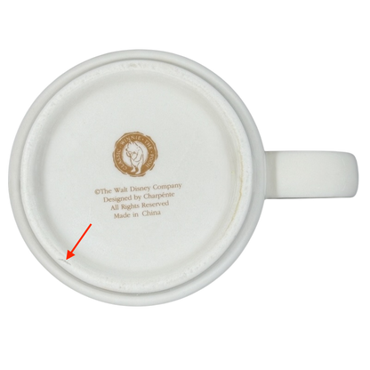 Bottom view of Disney vintage Winnie the Pooh Love Letter mug showing design and manufacturing details