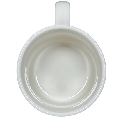 Top view of empty white ceramic vintage Winnie the Pooh Love Letter mug by Disney