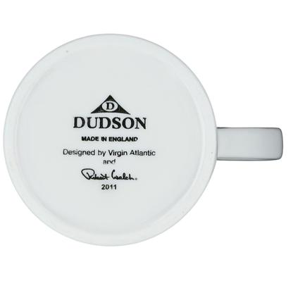 Dudson mug designed by Virgin Atlantic Robert Welch featuring a dual propeller design, made in England