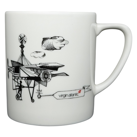 Virgin Atlantic Robert Welch Dual Propeller mug featuring a vintage aircraft design with detailed illustrations