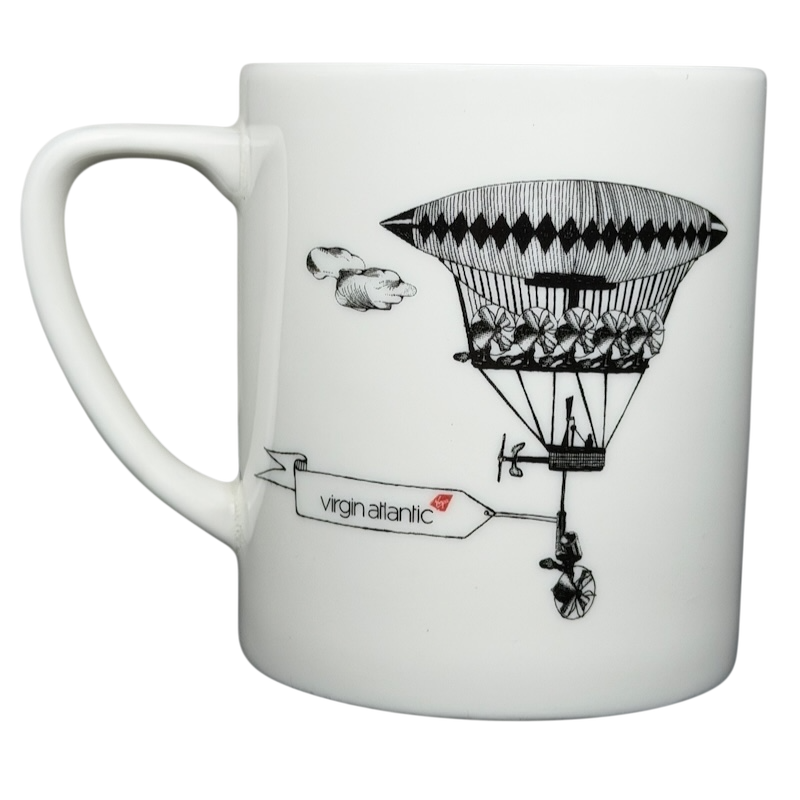Virgin Atlantic Robert Welch Dual Propeller mug featuring an elegant hot air balloon design