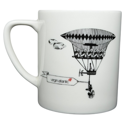 Virgin Atlantic Robert Welch Dual Propeller mug featuring an elegant hot air balloon design