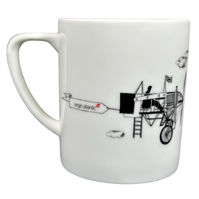 Virgin Atlantic Robert Welch flying machines mug featuring an elegant design of a vintage airplane