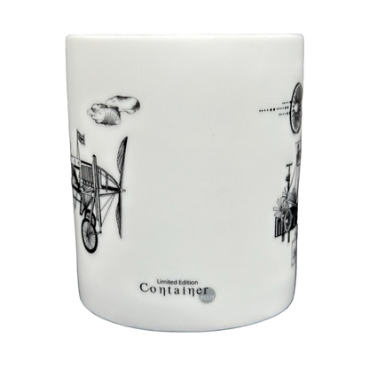 Virgin Atlantic Robert Welch flying machines mug featuring detailed illustrations of vintage aircraft