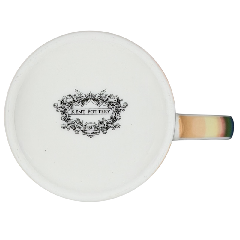 Bottom view of VW Volkswagen Camper Mug Kent Pottery featuring a decorative logo