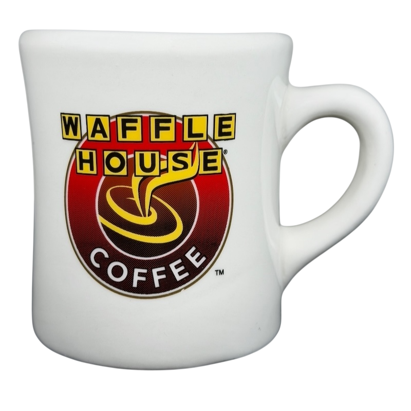 Tuxton Waffle House vintage coffee mug with iconic logo and comfortable handle