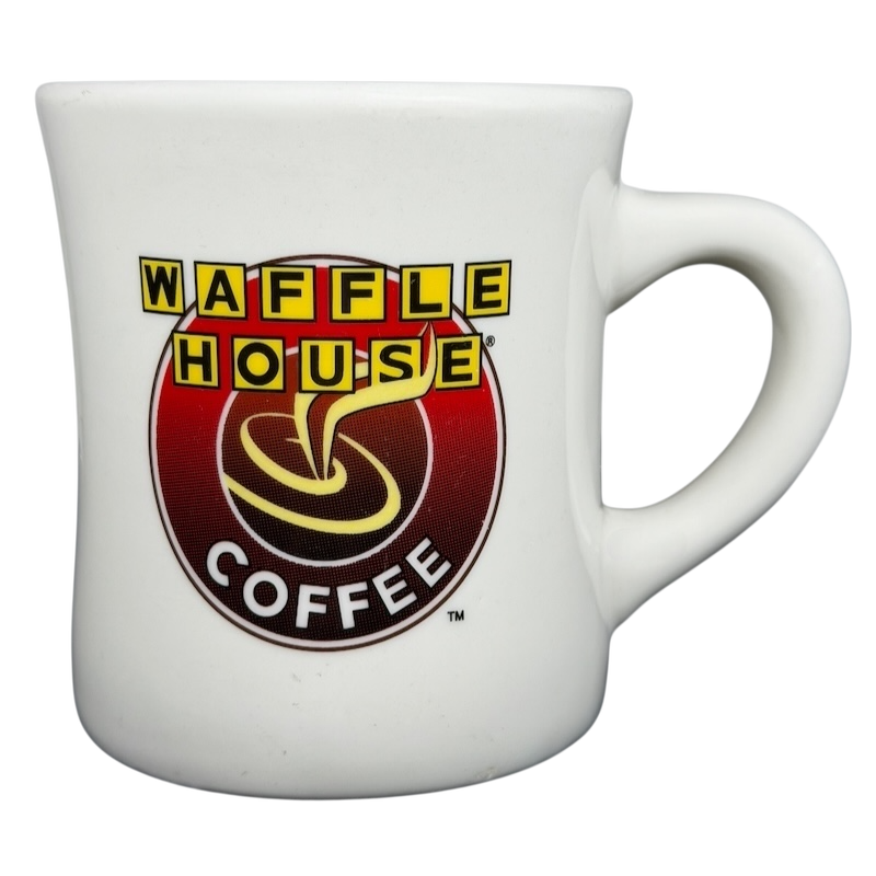 Tuxton Waffle House vintage coffee mug featuring iconic logo and warm colors