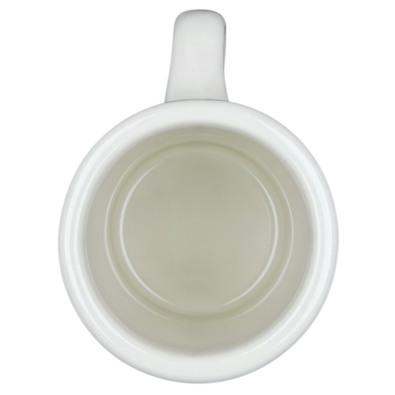 Top view of a Tuxton Waffle House vintage coffee mug with a clean, simple design