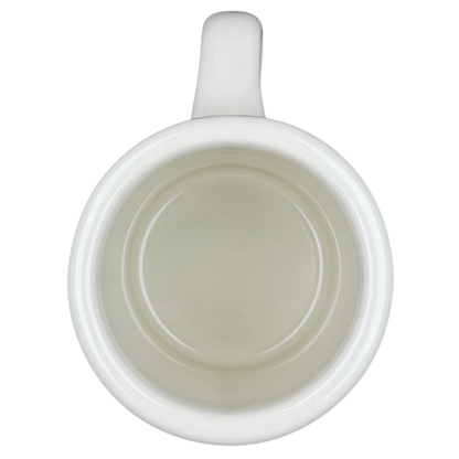Top view of a Tuxton Waffle House vintage coffee mug with a clean, simple design