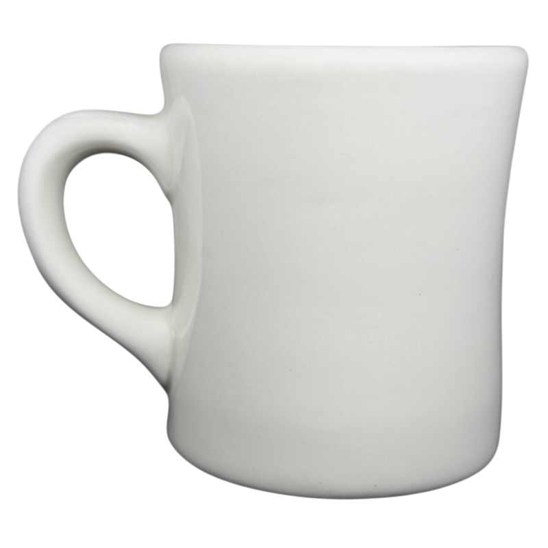 Tuxton plain white coffee mug designed for a retro Waffle House vintage coffee mug look