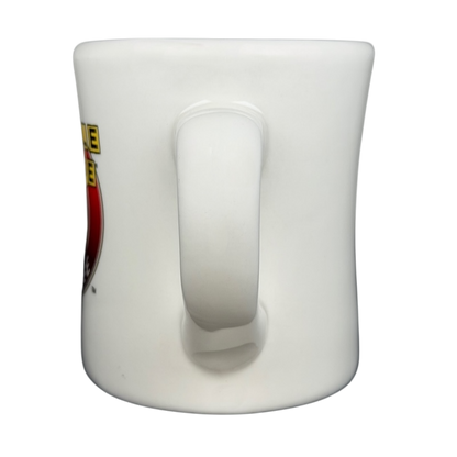 Side view of a Tuxton Waffle House vintage coffee mug with bold logo design