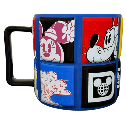 Walt Disney World 2021 Color Block Grid Mug featuring iconic Disney characters and colorful design