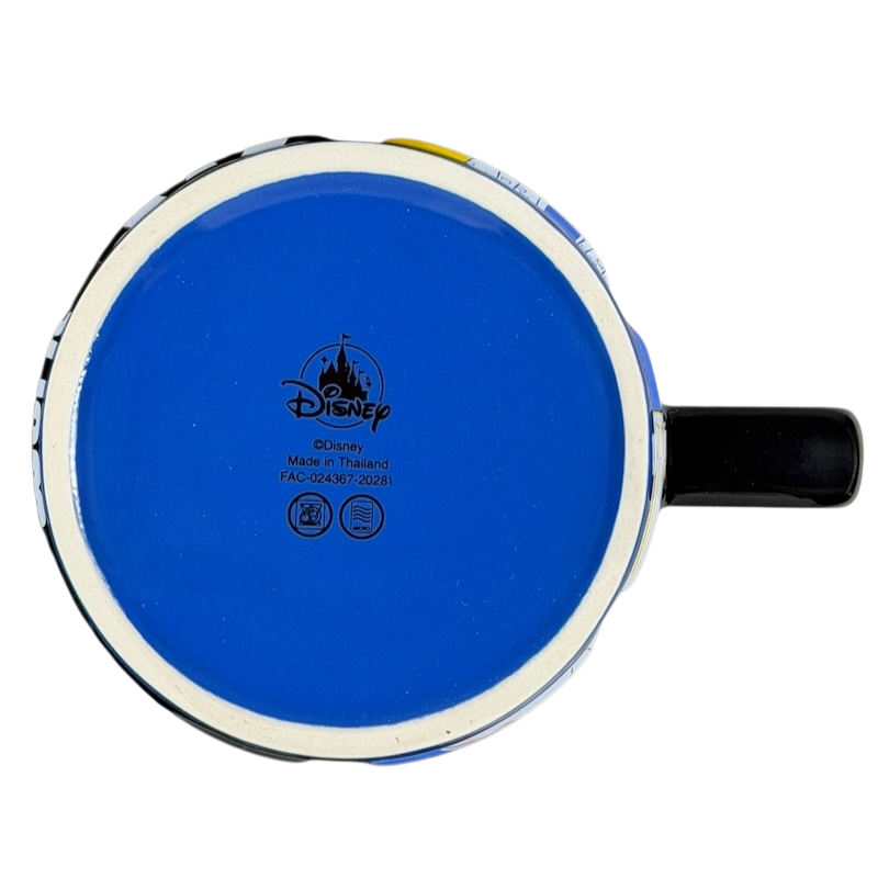 Bottom view of Walt Disney World 2021 Color Block Grid Mug featuring a blue design and Disney logo