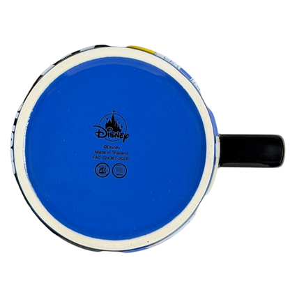 Bottom view of Walt Disney World 2021 Color Block Grid Mug featuring a blue design and Disney logo