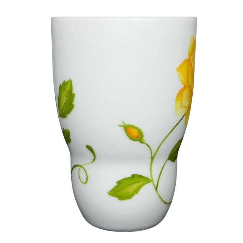 Lyrical Blooms English Rose vintage Mug with elegant floral design in yellow and green shades