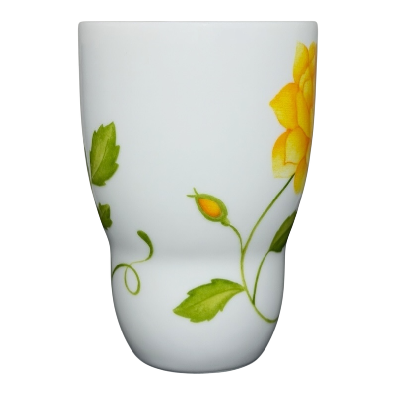 Lyrical Blooms English Rose vintage Mug with vibrant yellow floral design and elegant shape