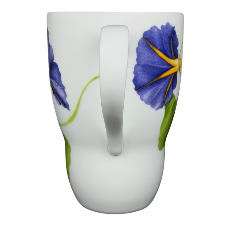 Lyrical Blooms Morning Glories vintage Mug featuring vibrant purple flowers and a sleek handle design