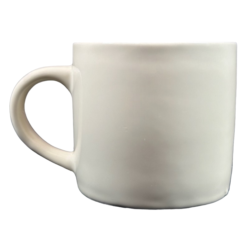 Westwood white ceramic Yester Year Daily Delight vintage coffee mug on black background with handle