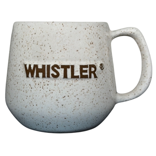 Whistler embossed speckled vintage mug with a large comfortable handle for coffee or tea lovers