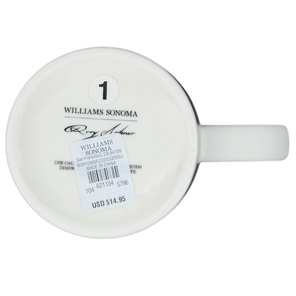Bottom view of GEMINI Rory Dobner Astrology Mug Williams Sonoma with brand labeling and care instructions