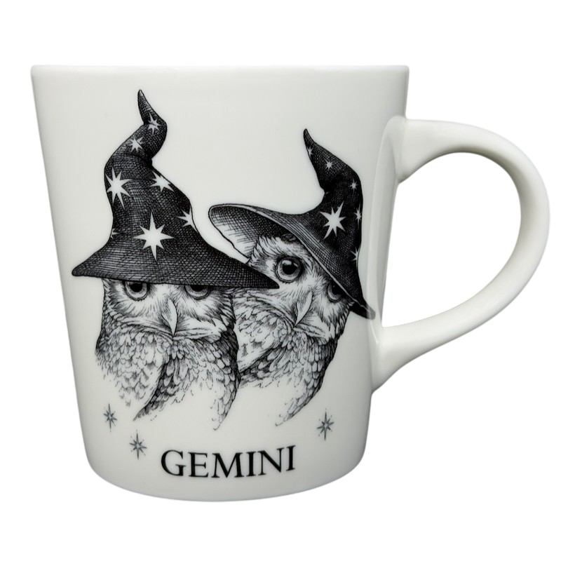 GEMINI Rory Dobner Astrology Mug Williams Sonoma featuring whimsical owl design with stars