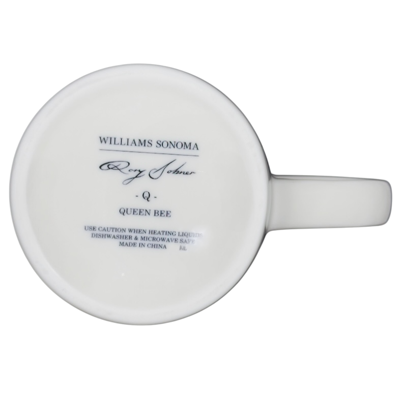 Queen Bee Rory Dobner Monogram Mug Williams Sonoma featuring a decorative design with initial Q