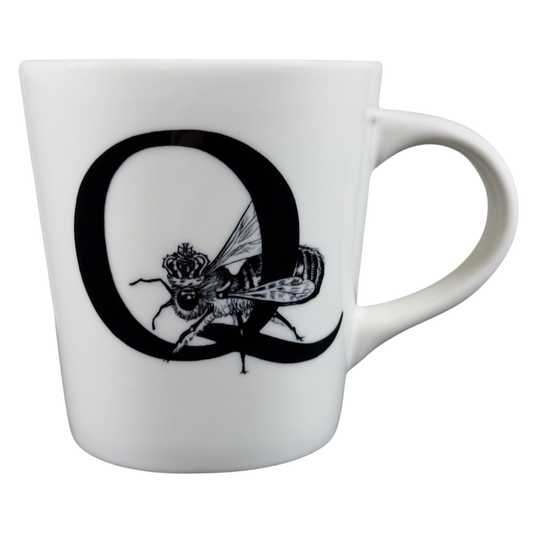 Queen Bee Rory Dobner Monogram Mug Williams Sonoma featuring a detailed bee design with the letter Q