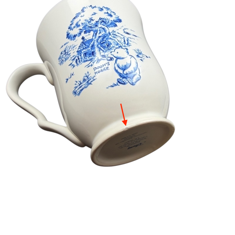 Winnie the Pooh footed collectible mug featuring Pooh by a tree with blue accents