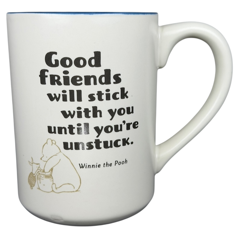 Winnie the Pooh Good Friends mug with an inspiring quote and cute illustration of Pooh