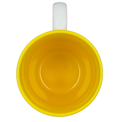 Winnie the Pooh Sweet as can be jumbo mug in bright yellow with a white handle for hot beverages