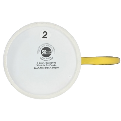 Bottom view of Winnie The Pooh Sweet Dreams Moon Handle Mug with bright yellow handle