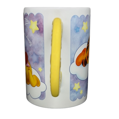 Winnie The Pooh Sweet Dreams Moon Handle Mug featuring colorful designs of Pooh and Tigger on a night sky