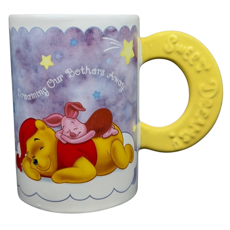 Disney Winnie The Pooh Sweet Dreams Moon Handle Mug featuring Pooh and Piglet in a cozy design