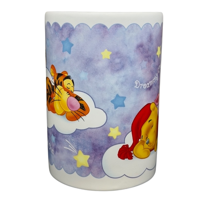 Disney Winnie The Pooh Sweet Dreams Moon Handle Mug featuring Pooh and Tigger on clouds with stars