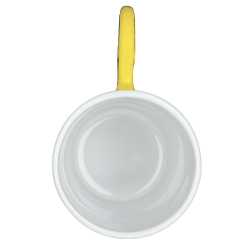Top view of the Disney Winnie The Pooh Sweet Dreams Moon Handle Mug in white and yellow