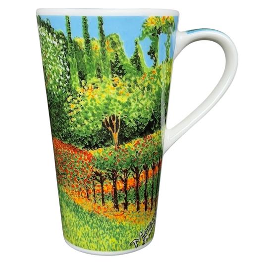 Woman in the Garden Claude Monet Mug Chaleur featuring vibrant garden artwork for art lovers