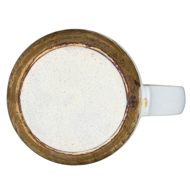 Bottom view of Otagiri woodland owl squirrel vintage tankard mug with a classic earthy finish