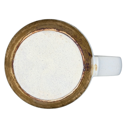 Bottom view of Otagiri woodland owl squirrel vintage tankard mug with a classic earthy finish