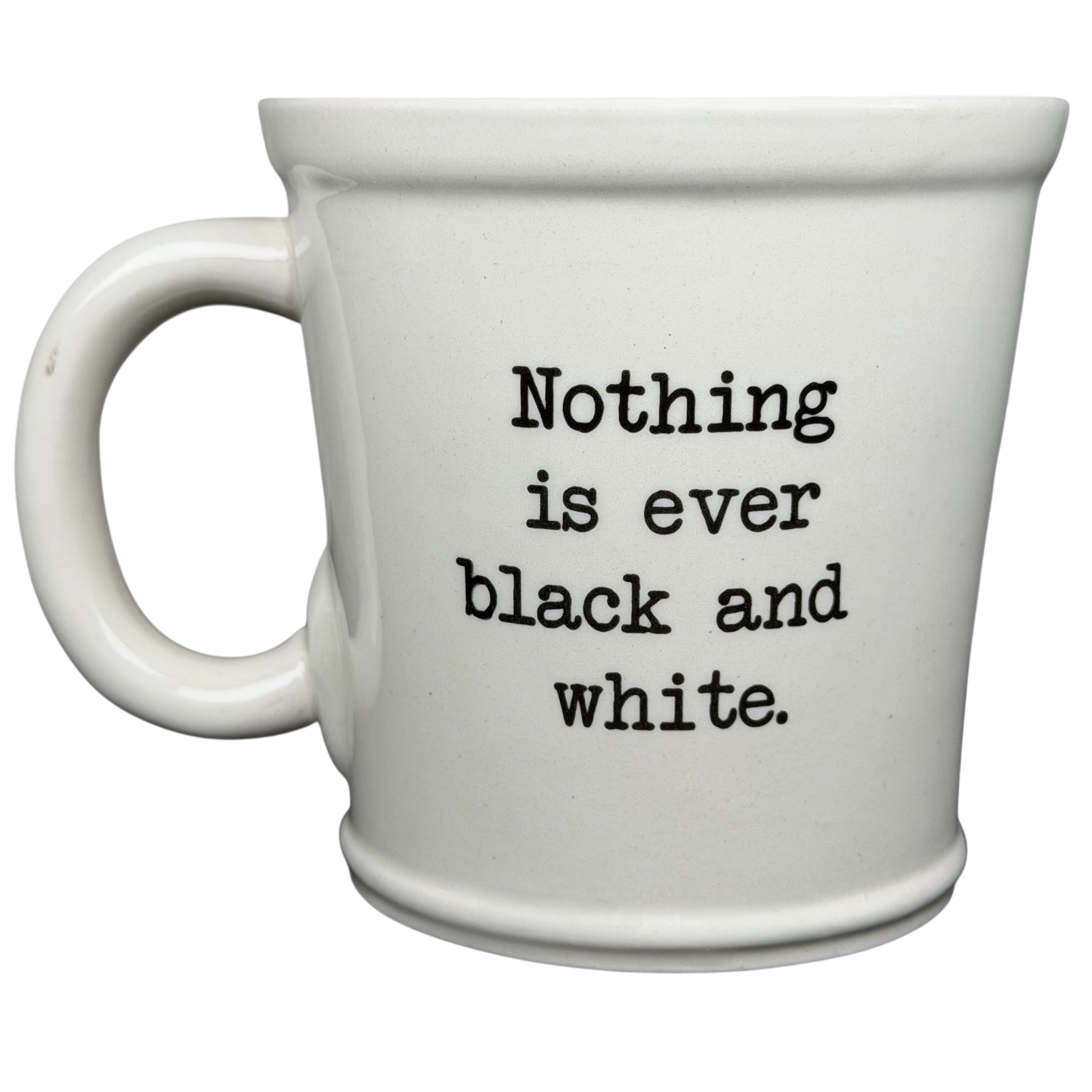 World Market collectible zebra mug with the quote Nothing is ever black and white on a white background