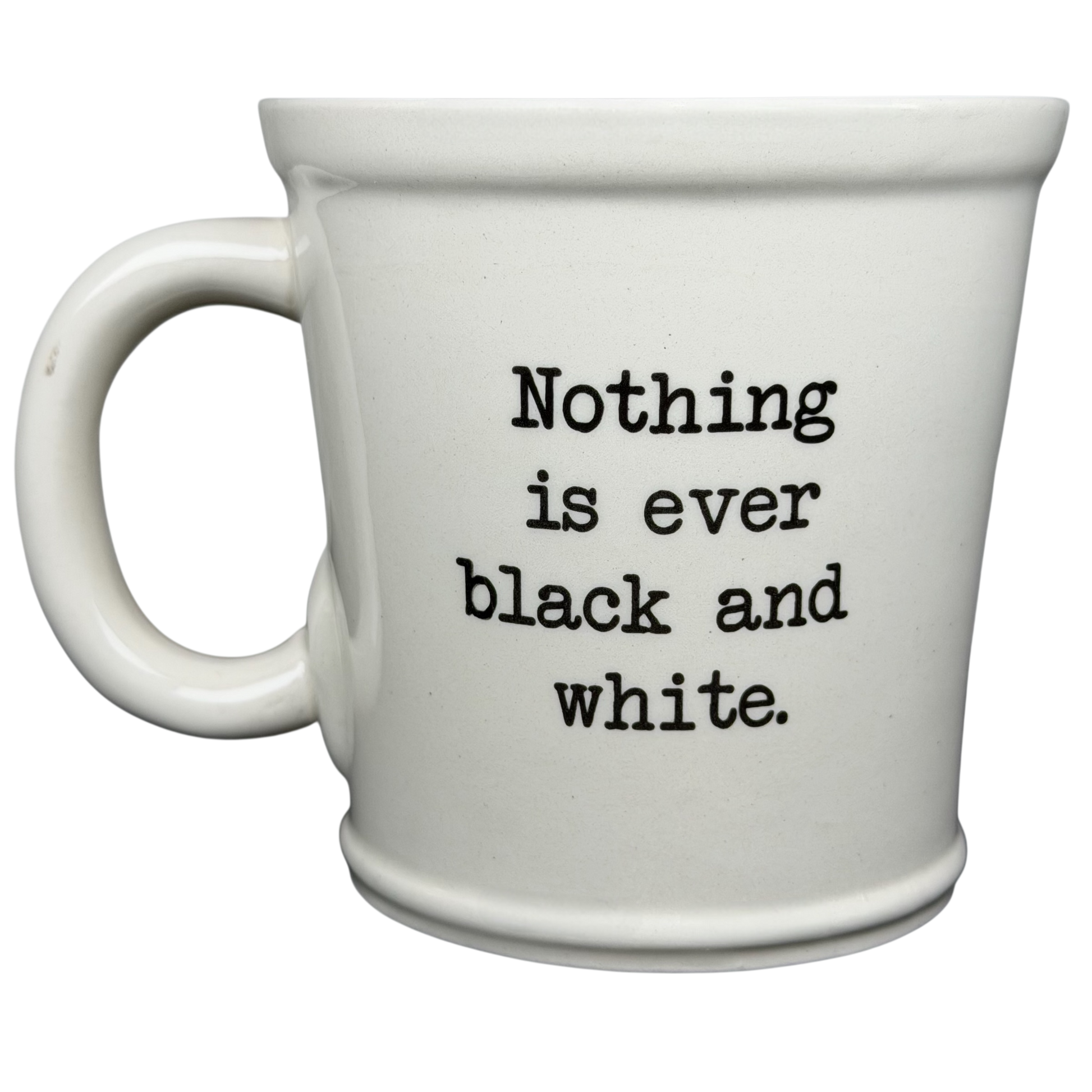 World Market collectible zebra mug with the quote Nothing is ever black and white on a white background
