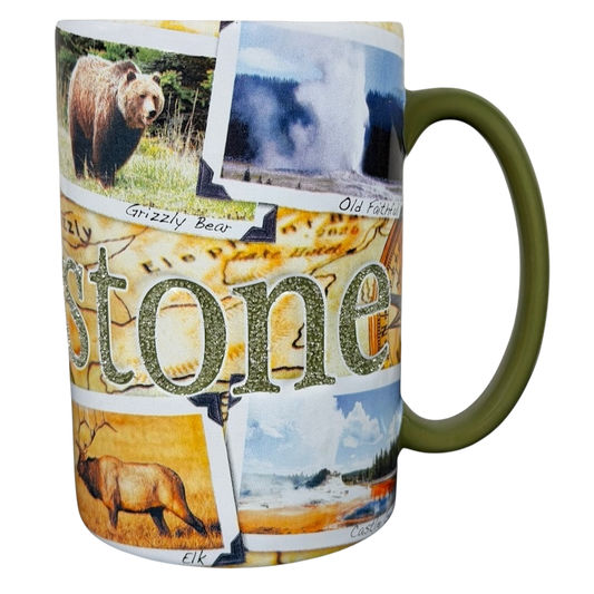 Yellowstone national park collectible mug 2009 featuring wildlife and scenic images