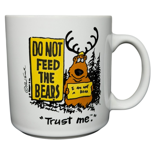 Yellowstone National Park Do Not Feed The Bears Mug featuring a cartoon bear and playful design