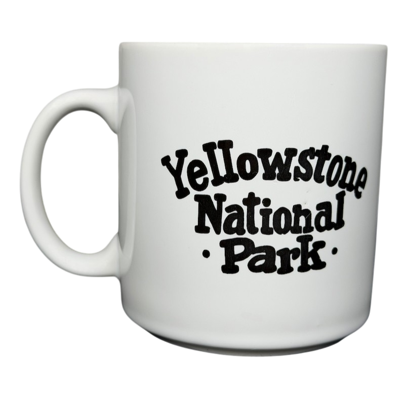 Yellowstone National Park Do Not Feed The Bears Mug in white with bold black text design