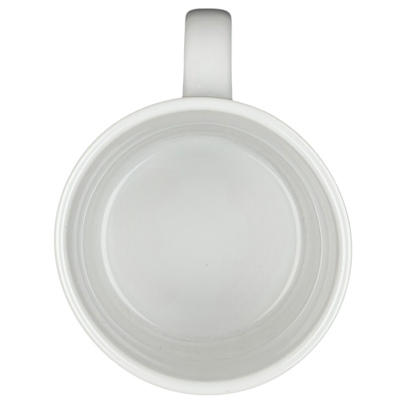 Top view of a white mug featuring Yellowstone National Park Do Not Feed The Bears Mug design